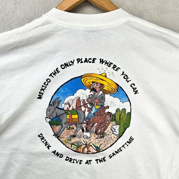Vintage Mexico Drink And Drive At The Same Time Shirt XL Donkey Joke Funny 90s - Picture 1 of 10